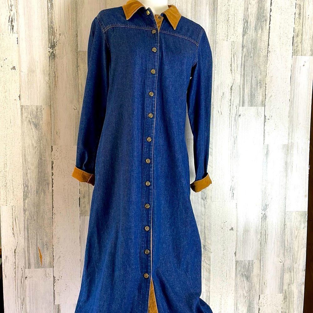 Vintage JG Hook Jeans Vintage Maxi Lean Dress  Dark Blue 100% Cotton Size 10